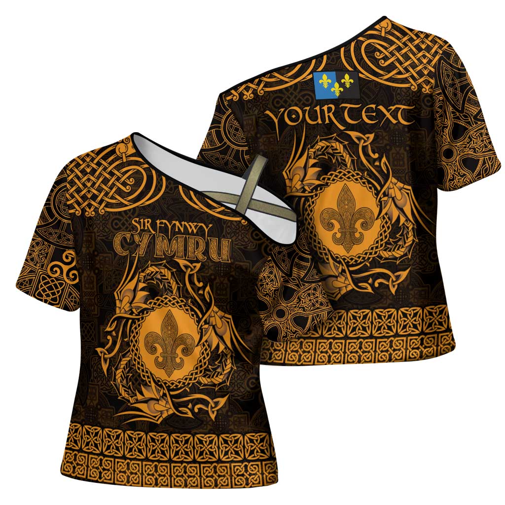 Personalized Monmouthshire Sir Fynwy Cross Shoulder Shirt Gold Fleur-de-lis Celtic-inspired - Wonder Print Shop