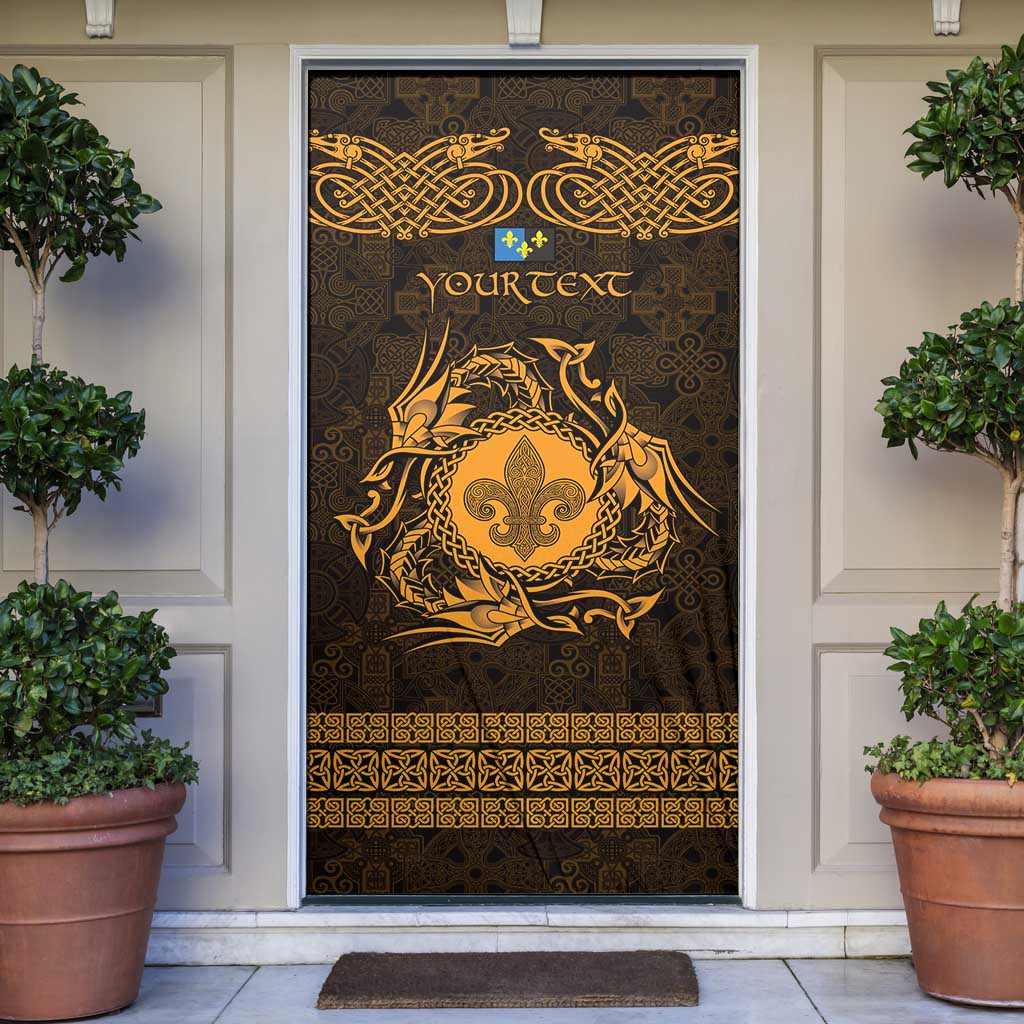 Personalized Monmouthshire Sir Fynwy Door Cover Gold Fleur-de-lis Celtic-inspired - Wonder Print Shop