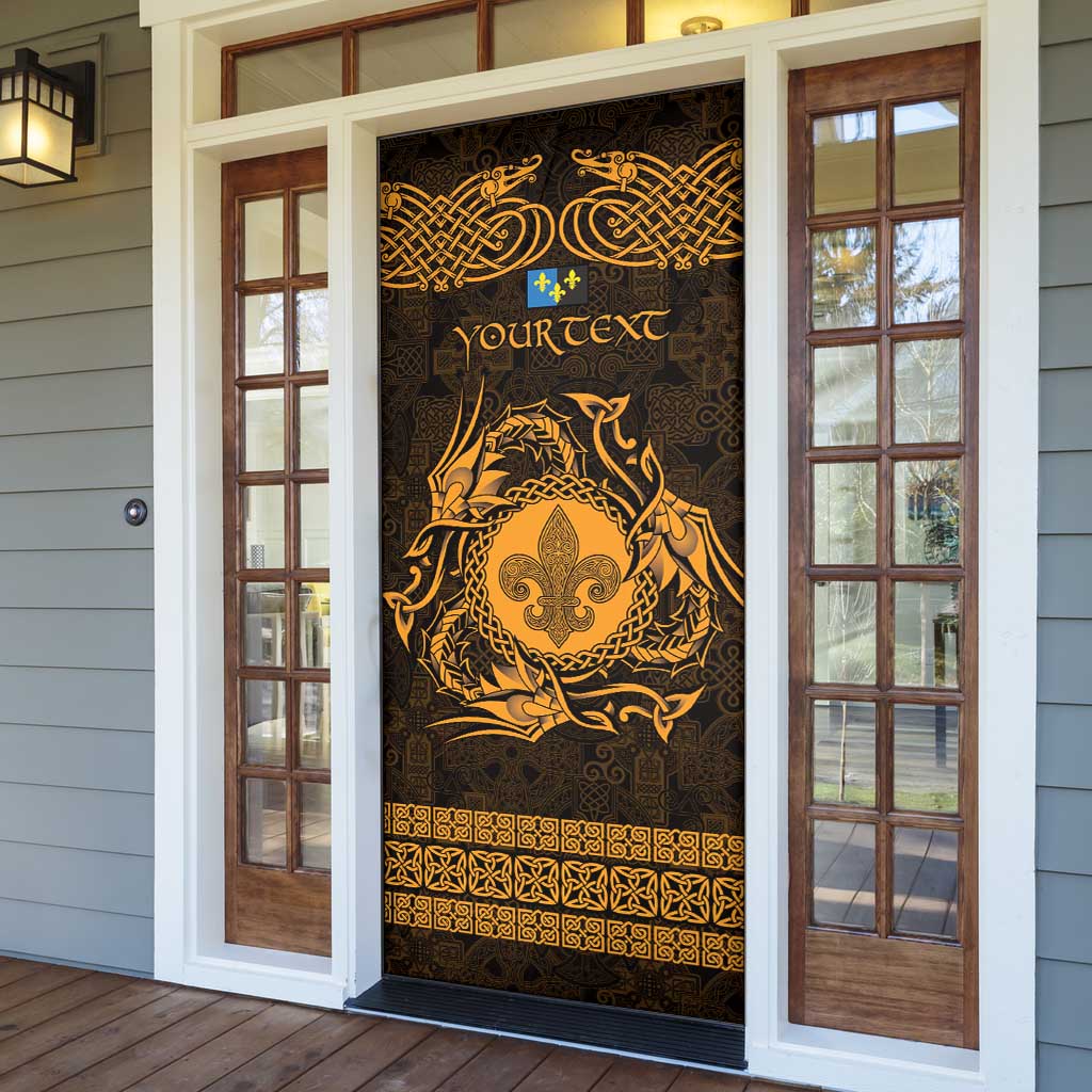 Personalized Monmouthshire Sir Fynwy Door Cover Gold Fleur-de-lis Celtic-inspired - Wonder Print Shop