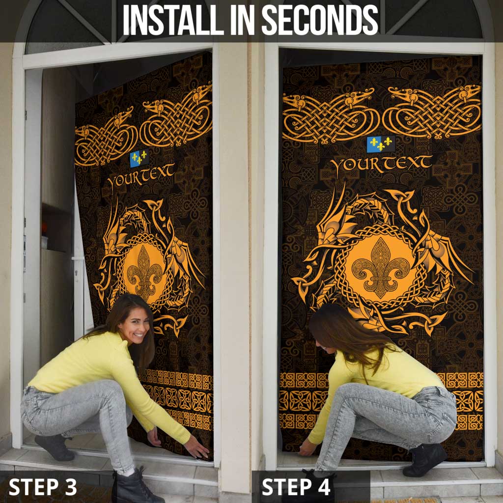Personalized Monmouthshire Sir Fynwy Door Cover Gold Fleur-de-lis Celtic-inspired - Wonder Print Shop