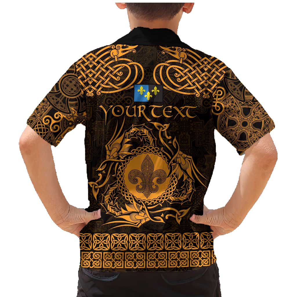 Personalized Monmouthshire Sir Fynwy Family Matching Mermaid Dress and Hawaiian Shirt Gold Fleur-de-lis Celtic-inspired - Wonder Print Shop