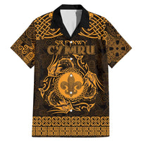 Personalized Monmouthshire Sir Fynwy Family Matching Mermaid Dress and Hawaiian Shirt Gold Fleur-de-lis Celtic-inspired - Wonder Print Shop