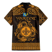 Personalized Monmouthshire Sir Fynwy Family Matching Mermaid Dress and Hawaiian Shirt Gold Fleur-de-lis Celtic-inspired - Wonder Print Shop