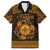 Personalized Monmouthshire Sir Fynwy Family Matching Off The Shoulder Long Sleeve Dress and Hawaiian Shirt Gold Fleur-de-lis Celtic-inspired - Wonder Print Shop