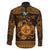 Personalized Monmouthshire Sir Fynwy Family Matching Off The Shoulder Long Sleeve Dress and Hawaiian Shirt Gold Fleur-de-lis Celtic-inspired - Wonder Print Shop