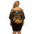 Personalized Monmouthshire Sir Fynwy Family Matching Off Shoulder Short Dress and Hawaiian Shirt Gold Fleur-de-lis Celtic-inspired - Wonder Print Shop