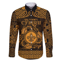 Personalized Monmouthshire Sir Fynwy Family Matching Puletasi and Hawaiian Shirt Gold Fleur-de-lis Celtic-inspired - Wonder Print Shop