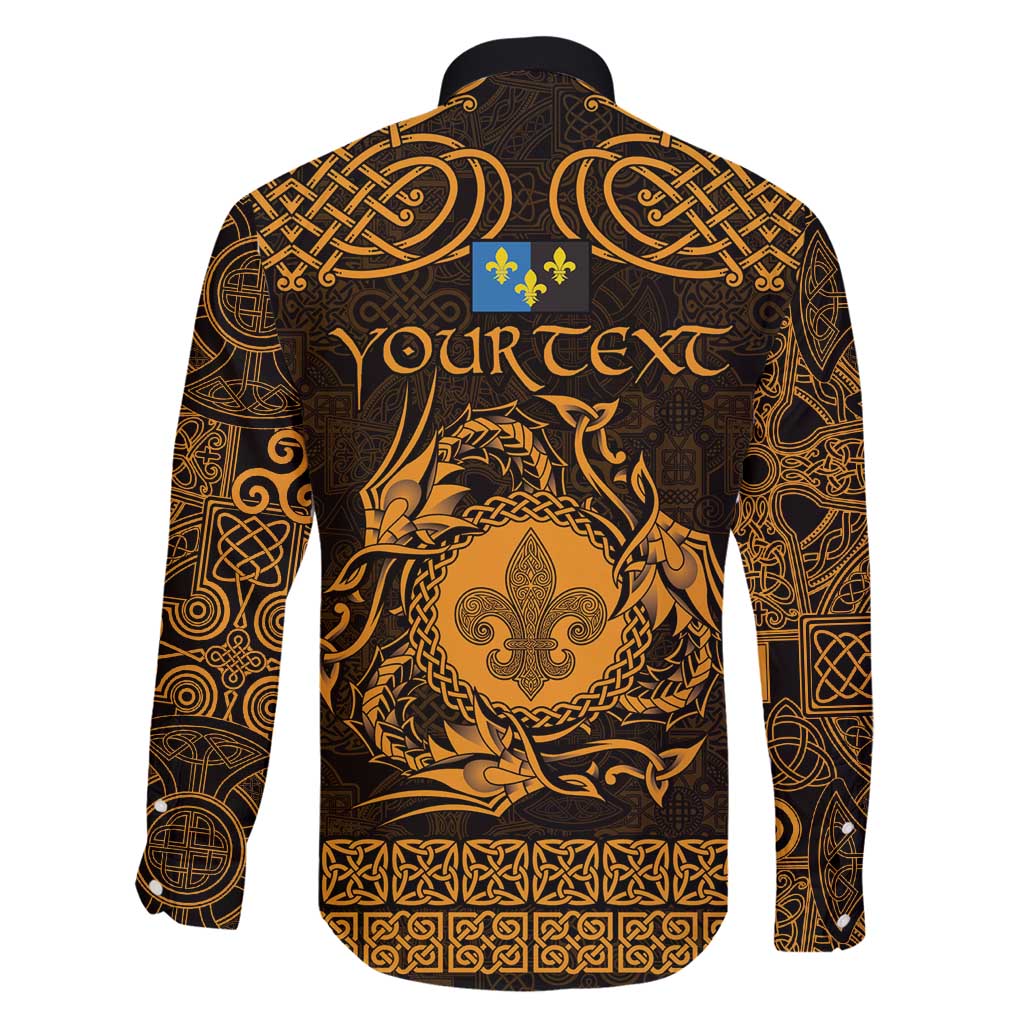 Personalized Monmouthshire Sir Fynwy Family Matching Puletasi and Hawaiian Shirt Gold Fleur-de-lis Celtic-inspired - Wonder Print Shop