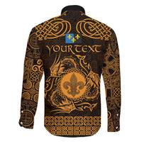 Personalized Monmouthshire Sir Fynwy Family Matching Puletasi and Hawaiian Shirt Gold Fleur-de-lis Celtic-inspired - Wonder Print Shop