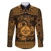 Personalized Monmouthshire Sir Fynwy Family Matching Short Sleeve Bodycon Dress and Hawaiian Shirt Gold Fleur-de-lis Celtic-inspired - Wonder Print Shop