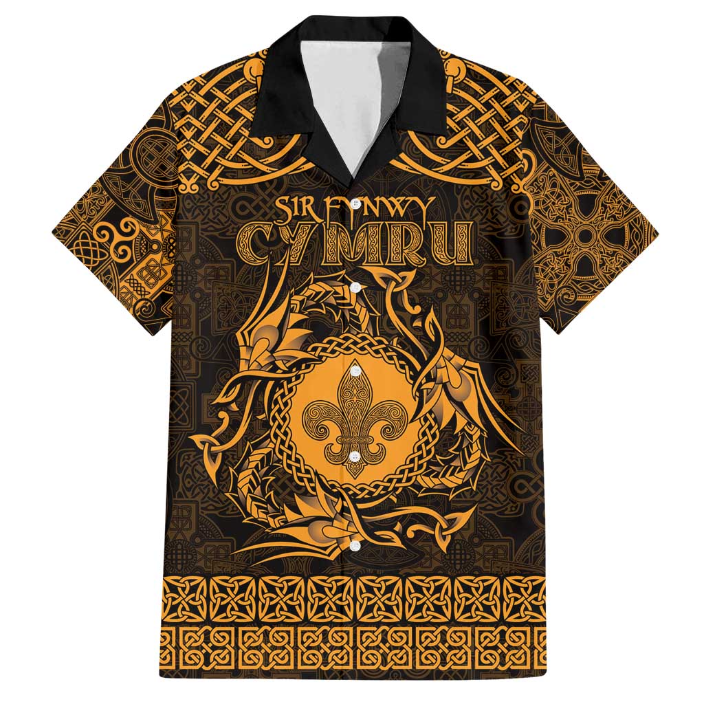 Personalized Monmouthshire Sir Fynwy Family Matching Summer Maxi Dress and Hawaiian Shirt Gold Fleur-de-lis Celtic-inspired - Wonder Print Shop
