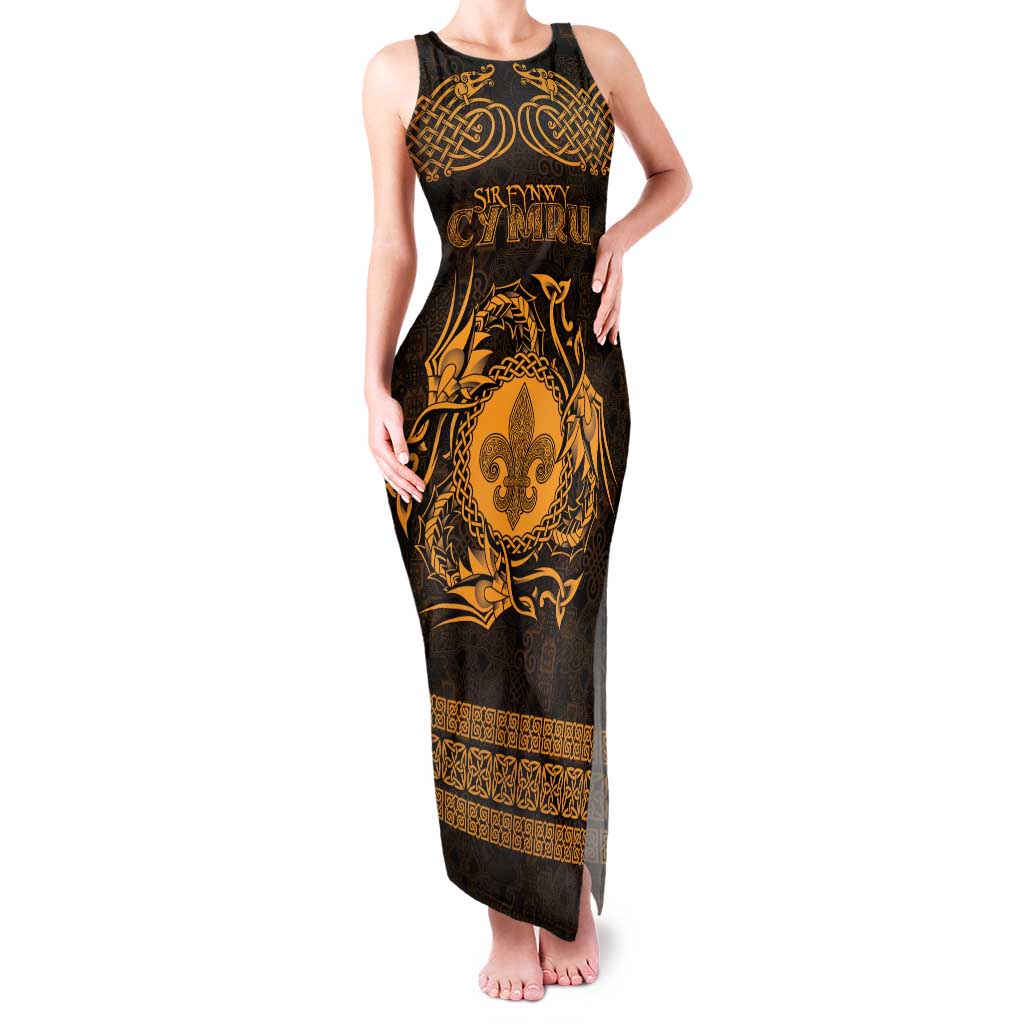 Personalized Monmouthshire Sir Fynwy Family Matching Tank Maxi Dress and Hawaiian Shirt Gold Fleur-de-lis Celtic-inspired - Wonder Print Shop
