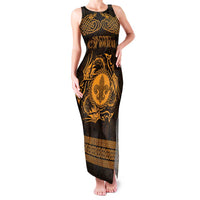Personalized Monmouthshire Sir Fynwy Family Matching Tank Maxi Dress and Hawaiian Shirt Gold Fleur-de-lis Celtic-inspired - Wonder Print Shop