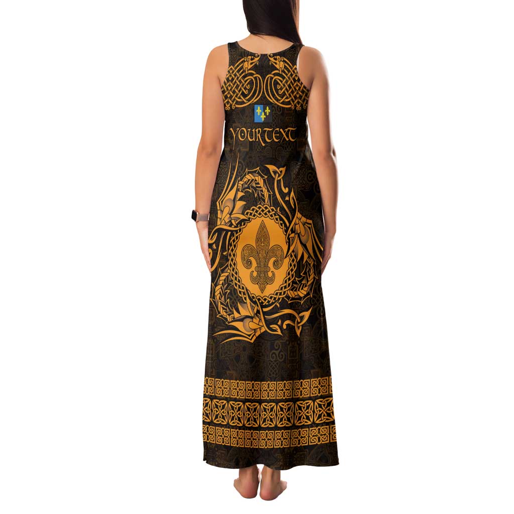 Personalized Monmouthshire Sir Fynwy Family Matching Tank Maxi Dress and Hawaiian Shirt Gold Fleur-de-lis Celtic-inspired - Wonder Print Shop
