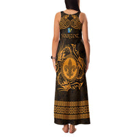 Personalized Monmouthshire Sir Fynwy Family Matching Tank Maxi Dress and Hawaiian Shirt Gold Fleur-de-lis Celtic-inspired - Wonder Print Shop