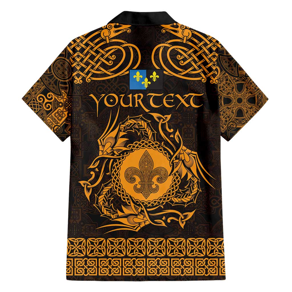 Personalized Monmouthshire Sir Fynwy Hawaiian Shirt Gold Fleur-de-lis Celtic-inspired - Wonder Print Shop