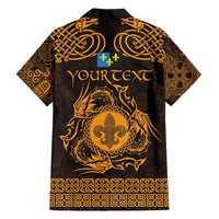 Personalized Monmouthshire Sir Fynwy Hawaiian Shirt Gold Fleur-de-lis Celtic-inspired - Wonder Print Shop