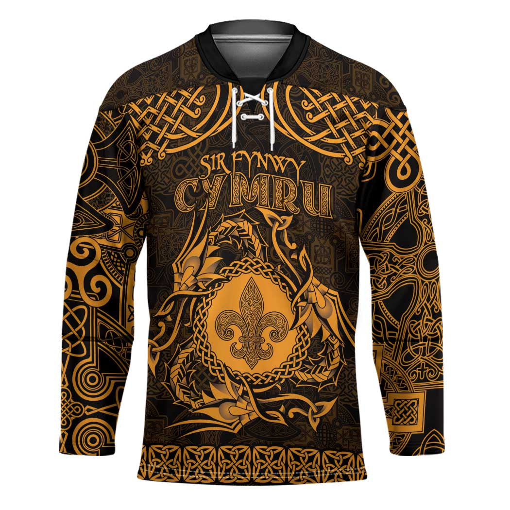 Personalized Monmouthshire Sir Fynwy Hockey Jersey Gold Fleur-de-lis Celtic-inspired - Wonder Print Shop