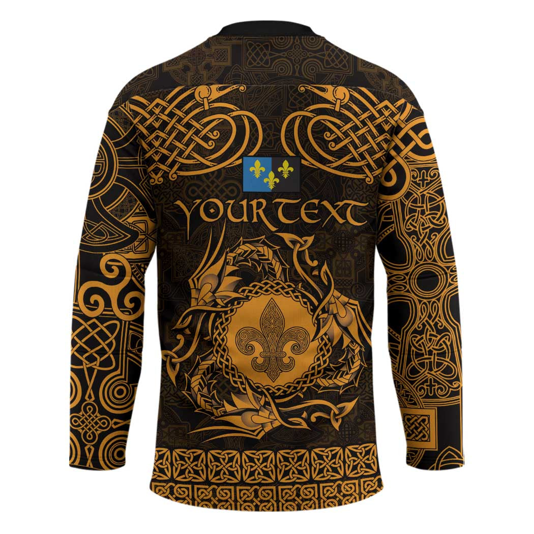 Personalized Monmouthshire Sir Fynwy Hockey Jersey Gold Fleur-de-lis Celtic-inspired - Wonder Print Shop
