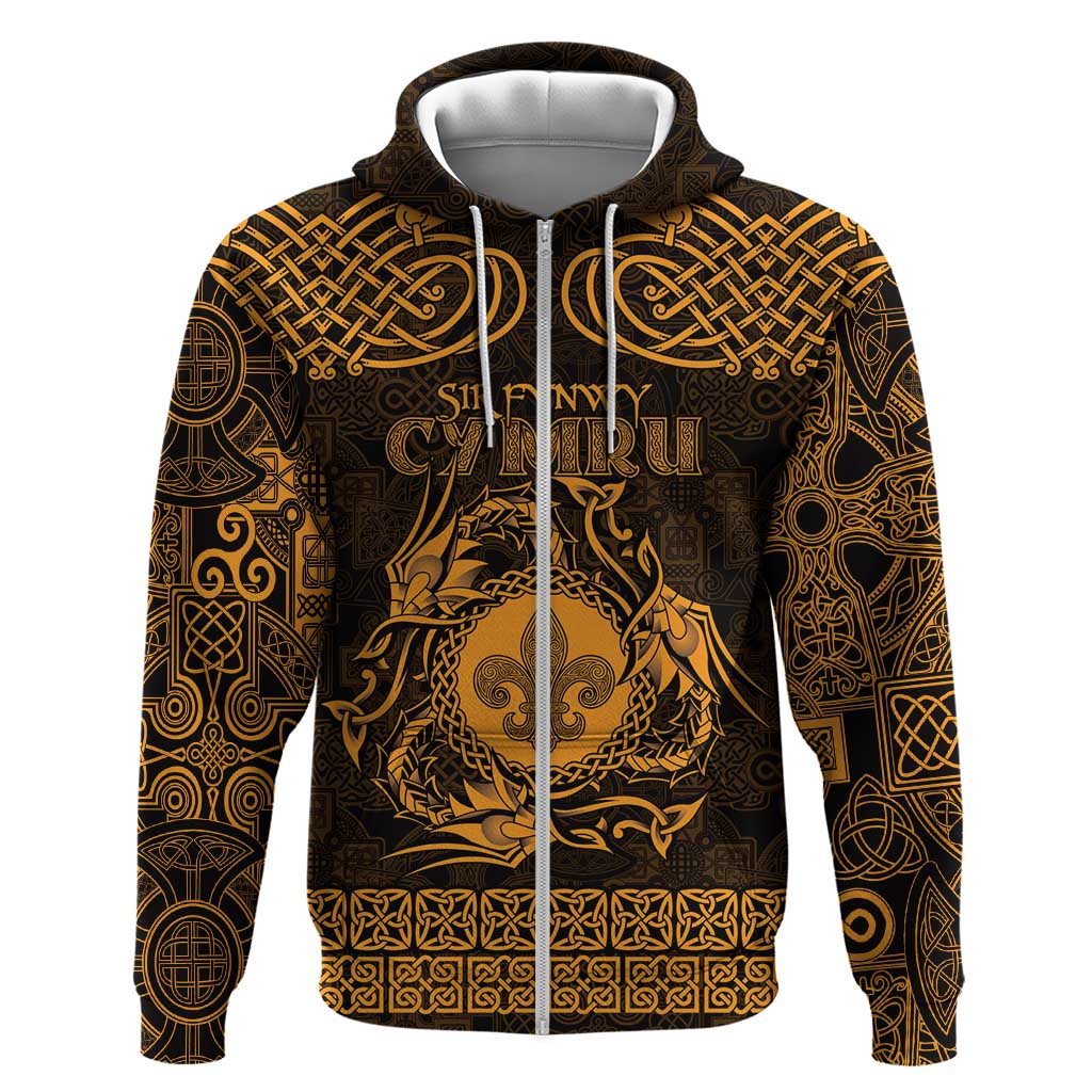 Personalized Monmouthshire Sir Fynwy Hoodie Gold Fleur-de-lis Celtic-inspired - Wonder Print Shop