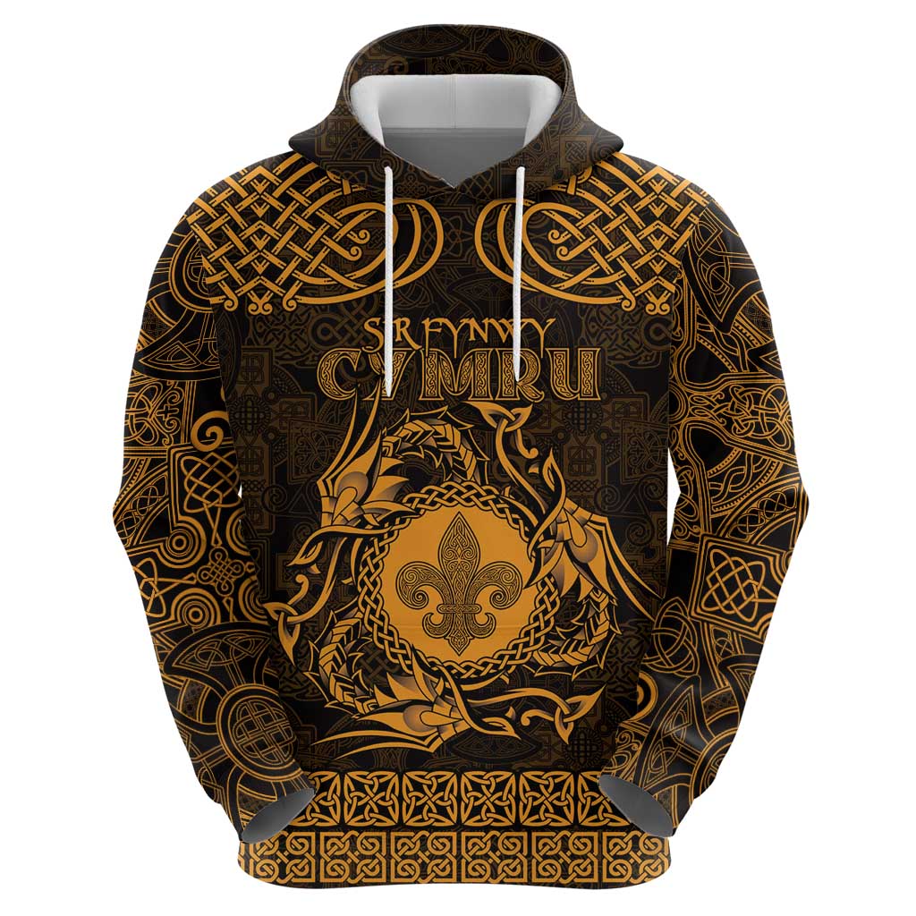 Personalized Monmouthshire Sir Fynwy Hoodie Gold Fleur-de-lis Celtic-inspired - Wonder Print Shop