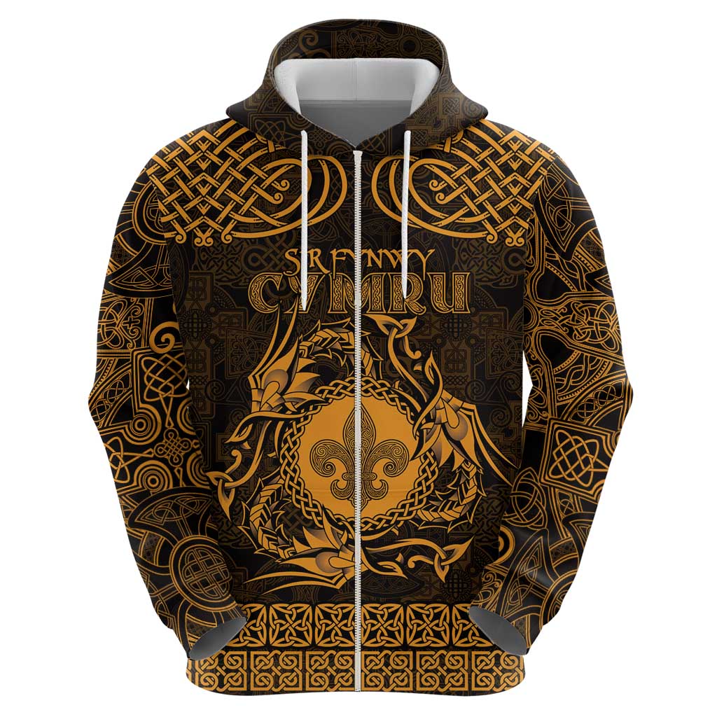 Personalized Monmouthshire Sir Fynwy Hoodie Gold Fleur-de-lis Celtic-inspired - Wonder Print Shop