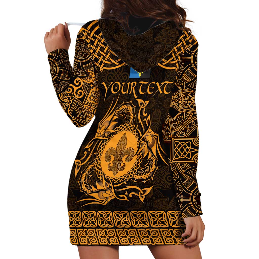 Personalized Monmouthshire Sir Fynwy Hoodie Dress Gold Fleur-de-lis Celtic-inspired - Wonder Print Shop