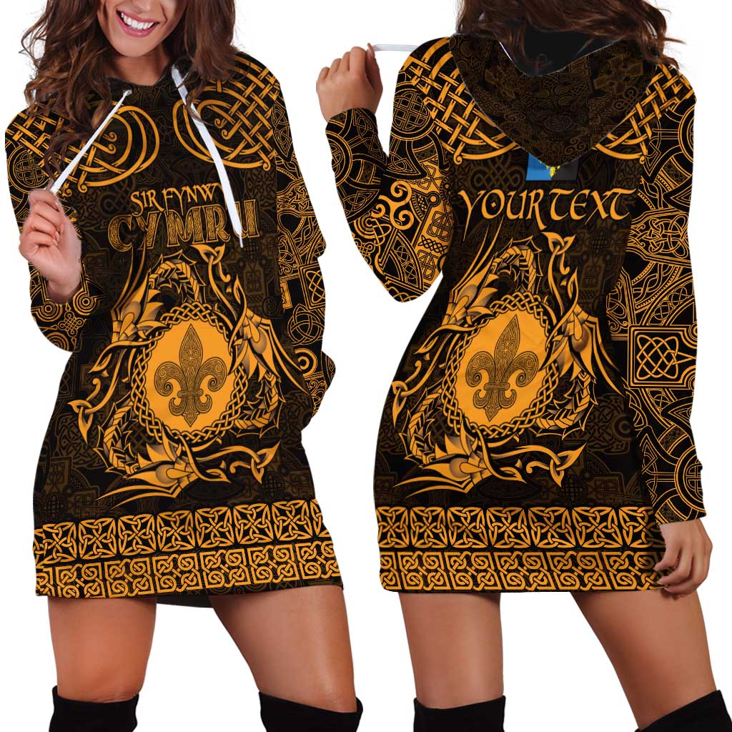 Personalized Monmouthshire Sir Fynwy Hoodie Dress Gold Fleur-de-lis Celtic-inspired - Wonder Print Shop