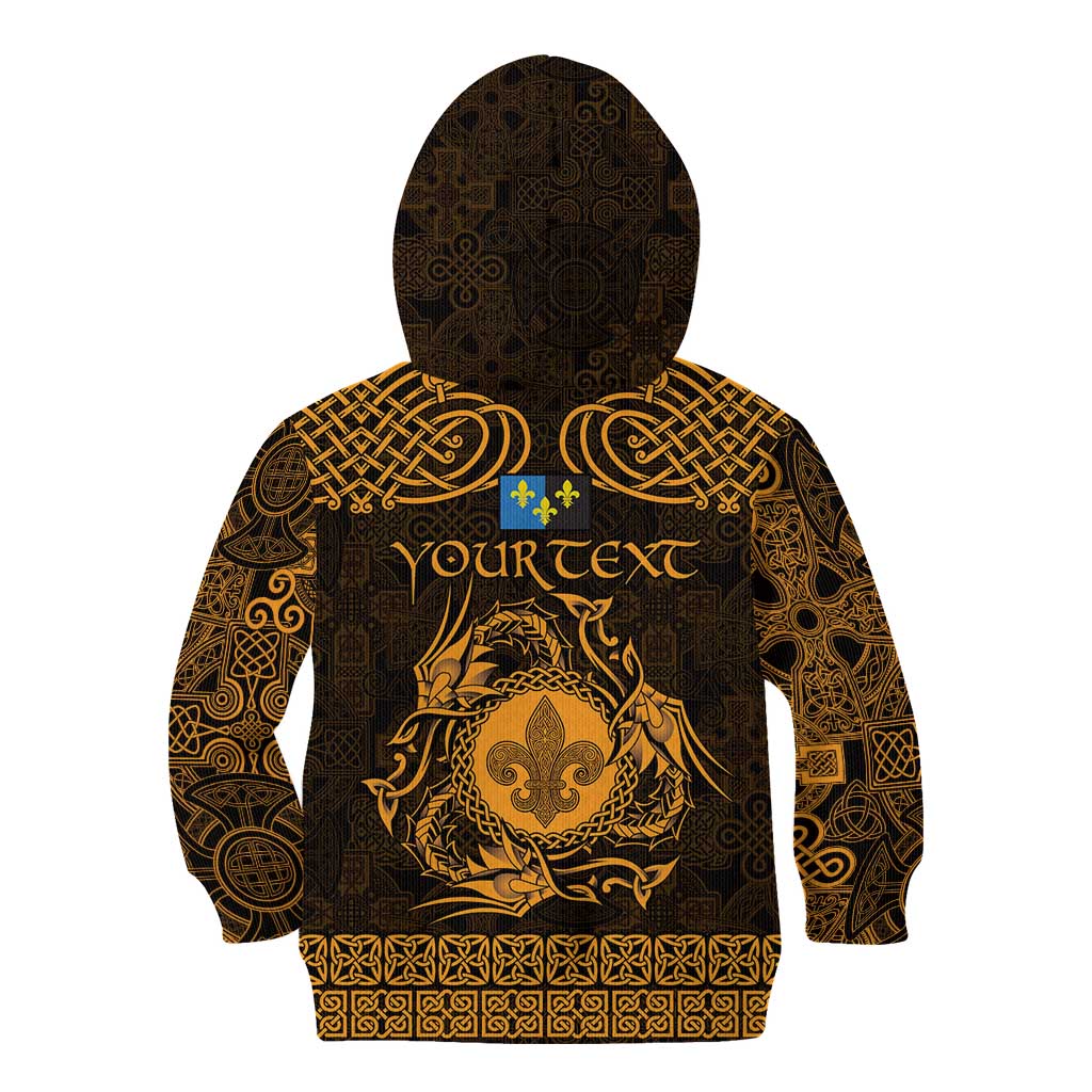 Personalized Monmouthshire Sir Fynwy Kid Hoodie Gold Fleur-de-lis Celtic-inspired - Wonder Print Shop