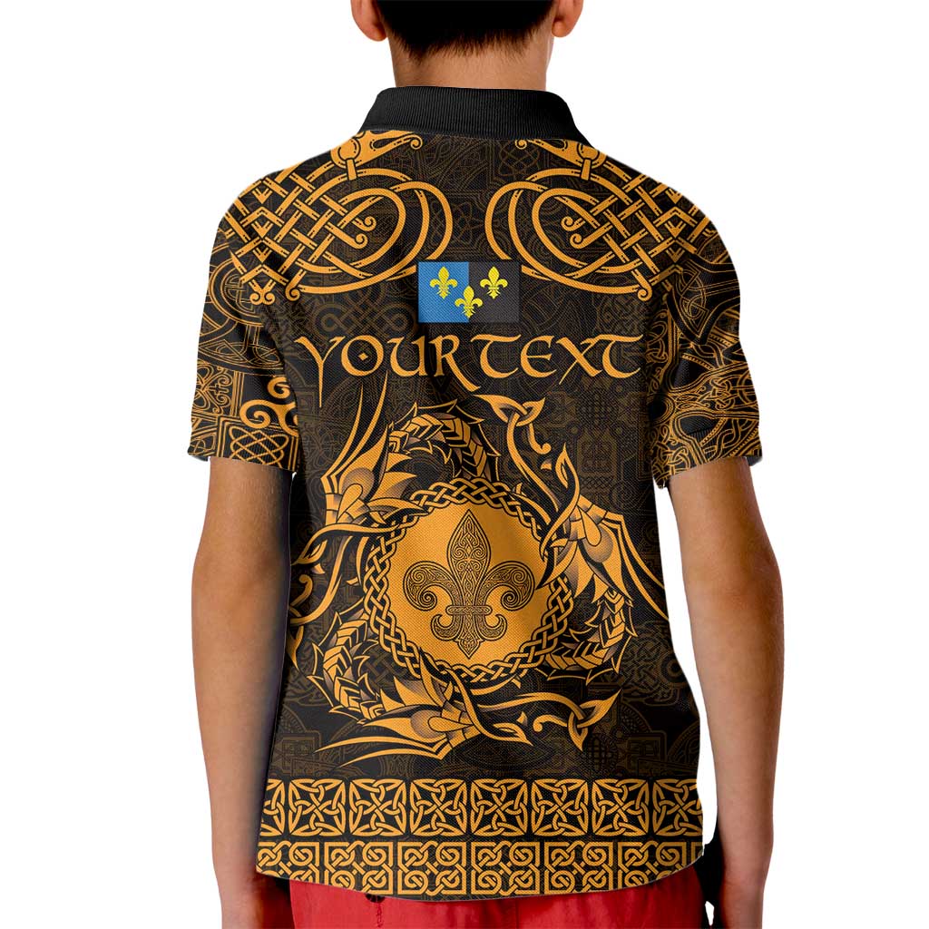 Personalized Monmouthshire Sir Fynwy Kid Polo Shirt Gold Fleur-de-lis Celtic-inspired - Wonder Print Shop