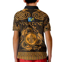 Personalized Monmouthshire Sir Fynwy Kid Polo Shirt Gold Fleur-de-lis Celtic-inspired - Wonder Print Shop