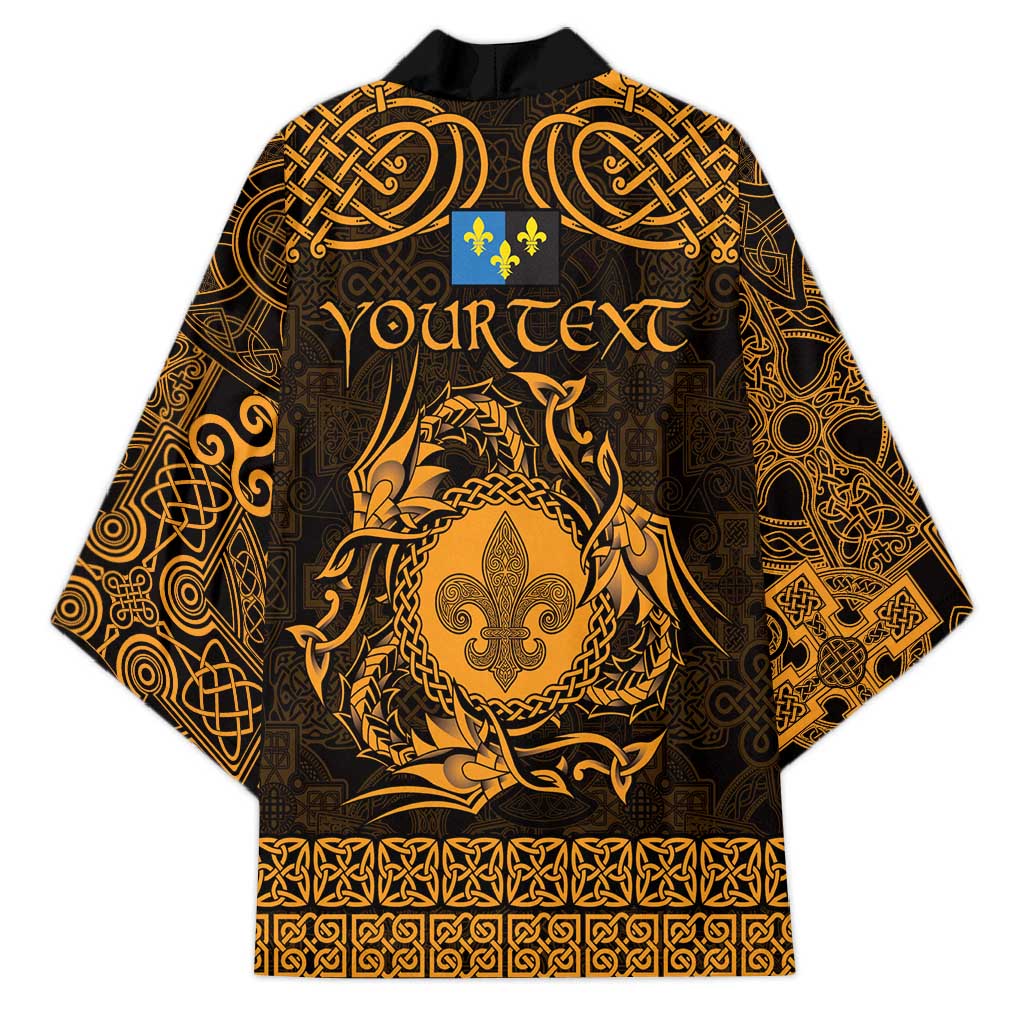 Personalized Monmouthshire Sir Fynwy Kimono Gold Fleur-de-lis Celtic-inspired - Wonder Print Shop