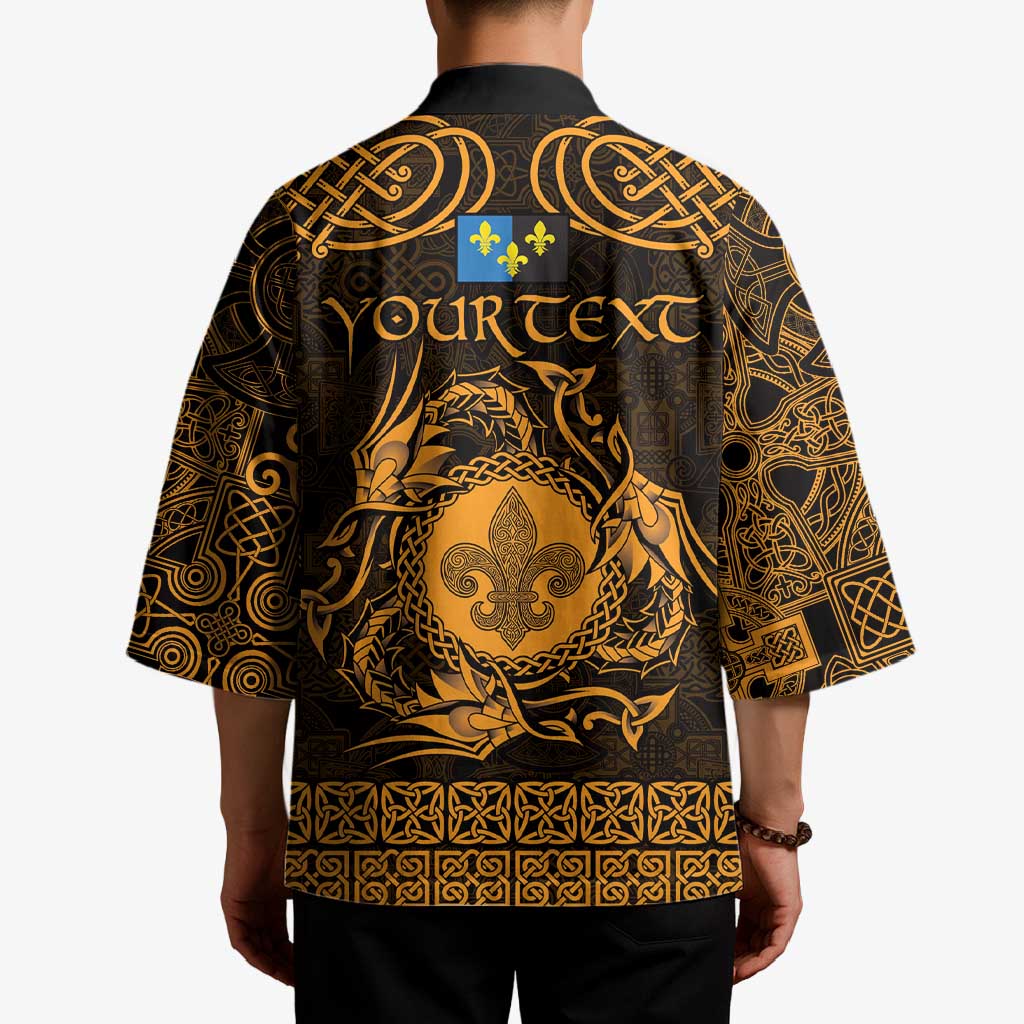 Personalized Monmouthshire Sir Fynwy Kimono Gold Fleur-de-lis Celtic-inspired - Wonder Print Shop