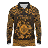 Personalized Monmouthshire Sir Fynwy Long Sleeve Polo Shirt Gold Fleur-de-lis Celtic-inspired - Wonder Print Shop
