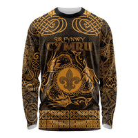 Personalized Monmouthshire Sir Fynwy Long Sleeve Shirt Gold Fleur-de-lis Celtic-inspired - Wonder Print Shop