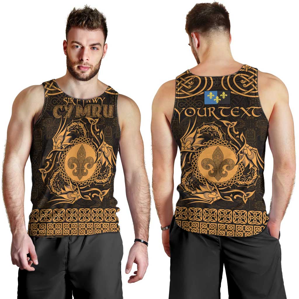 Personalized Monmouthshire Sir Fynwy Men Tank Top Gold Fleur-de-lis Celtic-inspired - Wonder Print Shop