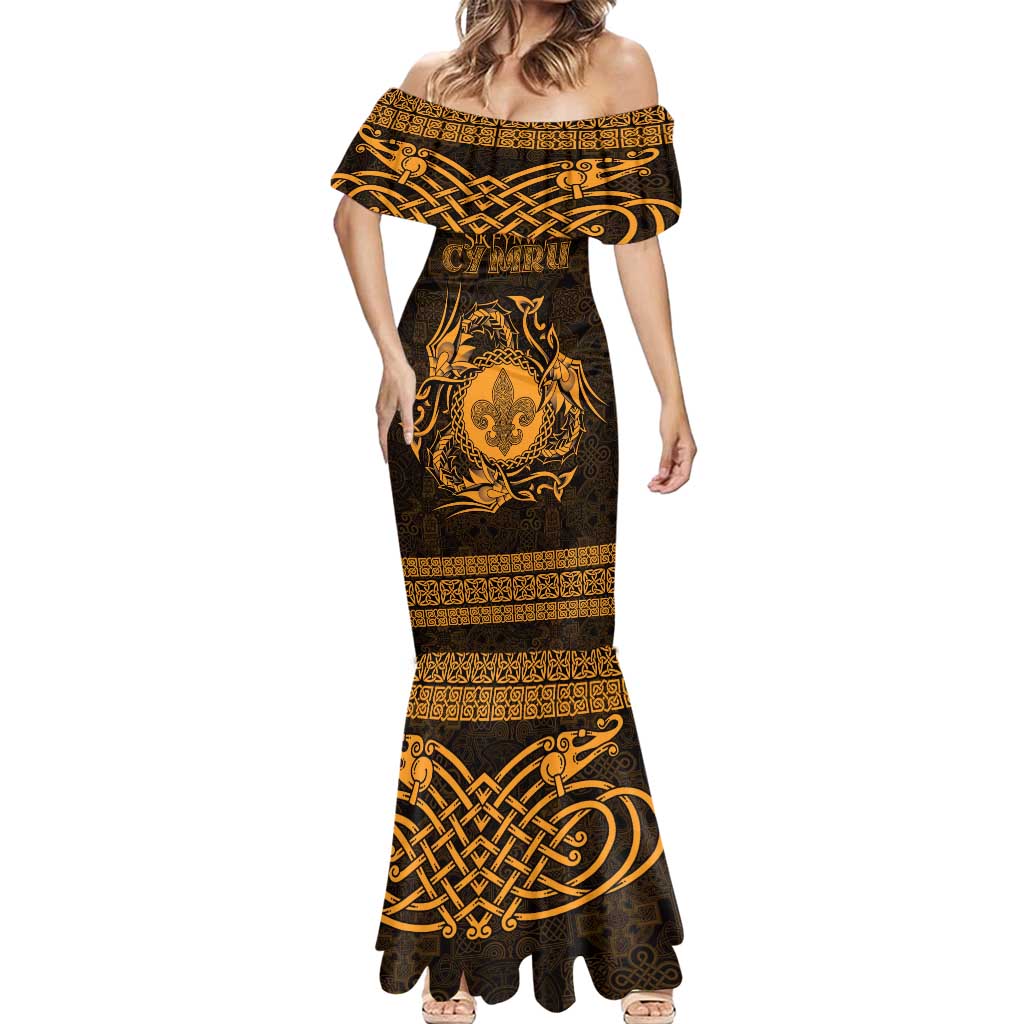 Personalized Monmouthshire Sir Fynwy Mermaid Dress Gold Fleur-de-lis Celtic-inspired - Wonder Print Shop