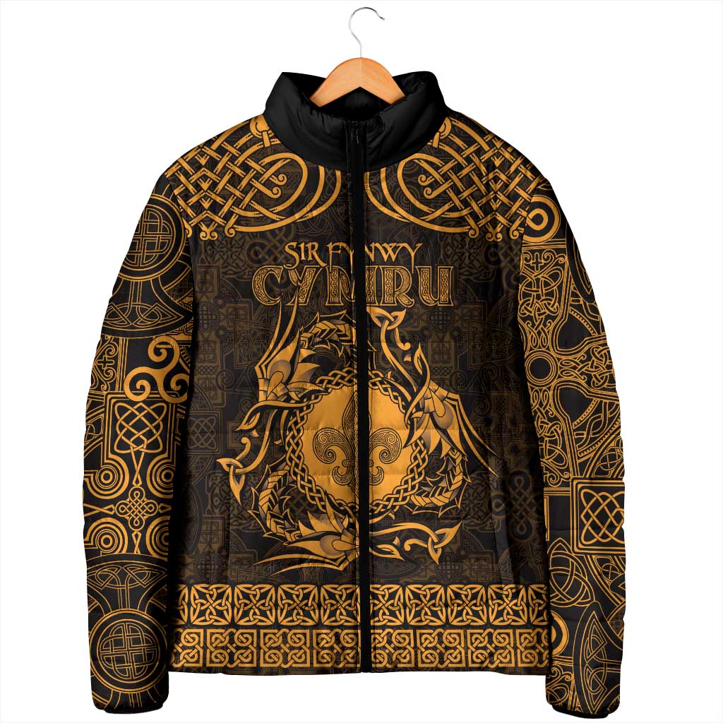 Personalized Monmouthshire Sir Fynwy Padded Jacket Gold Fleur-de-lis Celtic-inspired - Wonder Print Shop