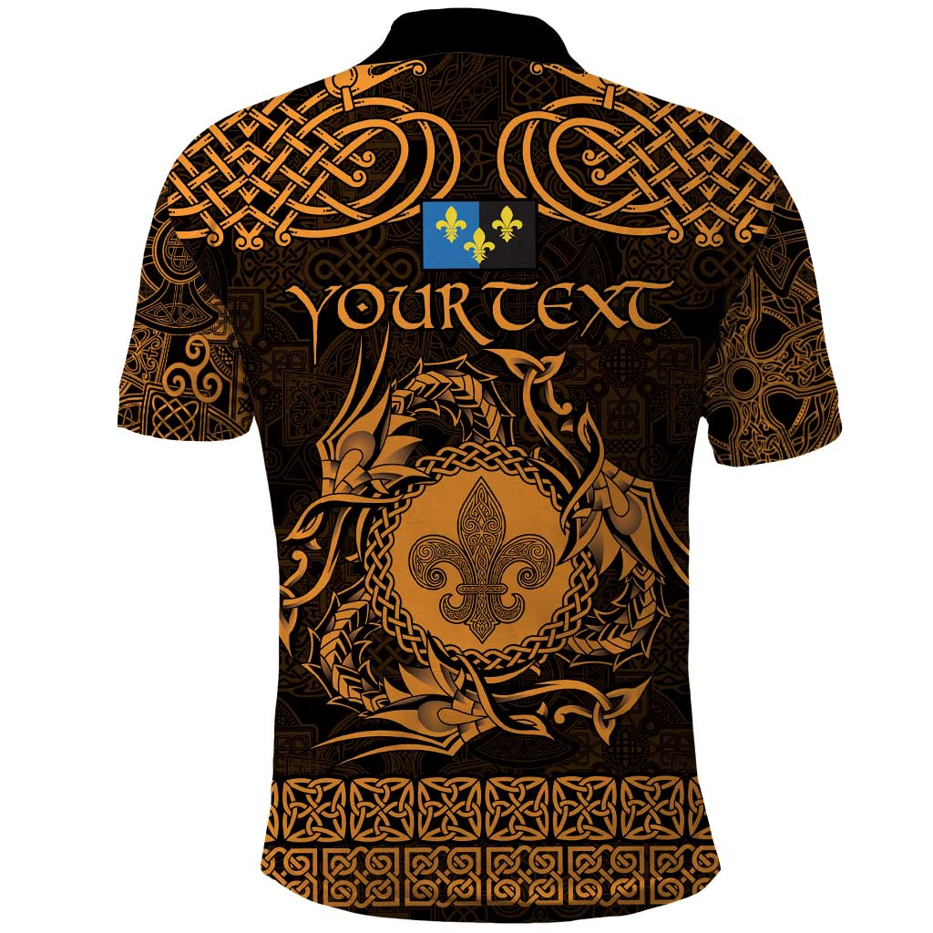 Personalized Monmouthshire Sir Fynwy Polo Shirt Gold Fleur-de-lis Celtic-inspired - Wonder Print Shop
