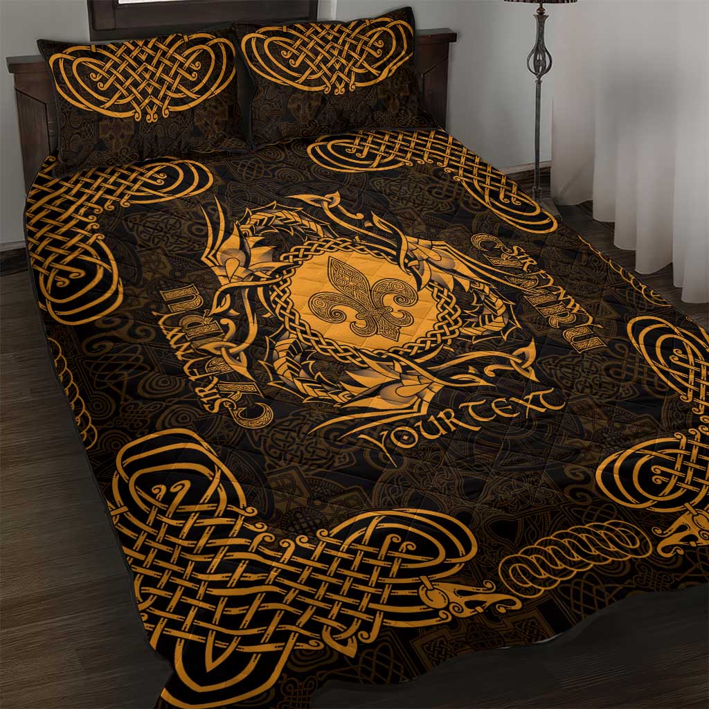 Personalized Monmouthshire Sir Fynwy Quilt Bed Set Gold Fleur-de-lis Celtic-inspired - Wonder Print Shop