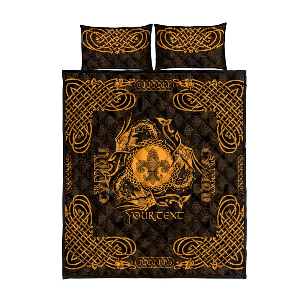 Personalized Monmouthshire Sir Fynwy Quilt Bed Set Gold Fleur-de-lis Celtic-inspired - Wonder Print Shop