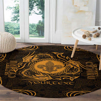 Personalized Monmouthshire Sir Fynwy Round Carpet Gold Fleur-de-lis Celtic-inspired - Wonder Print Shop