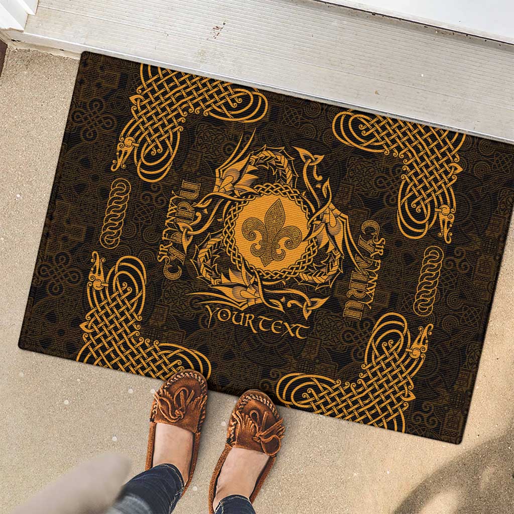 Personalized Monmouthshire Sir Fynwy Rubber Doormat Gold Fleur-de-lis Celtic-inspired - Wonder Print Shop