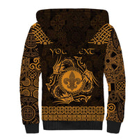 Personalized Monmouthshire Sir Fynwy Sherpa Hoodie Gold Fleur-de-lis Celtic-inspired - Wonder Print Shop