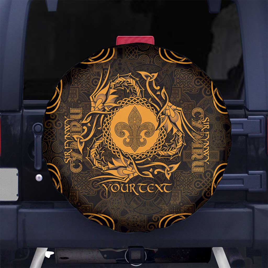 Personalized Monmouthshire Sir Fynwy Spare Tire Cover Gold Fleur-de-lis Celtic-inspired - Wonder Print Shop