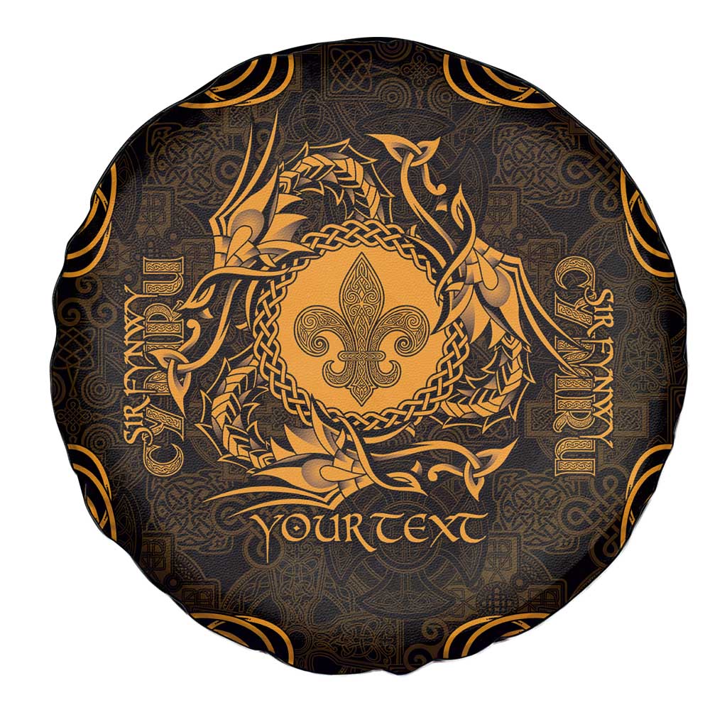 Personalized Monmouthshire Sir Fynwy Spare Tire Cover Gold Fleur-de-lis Celtic-inspired - Wonder Print Shop