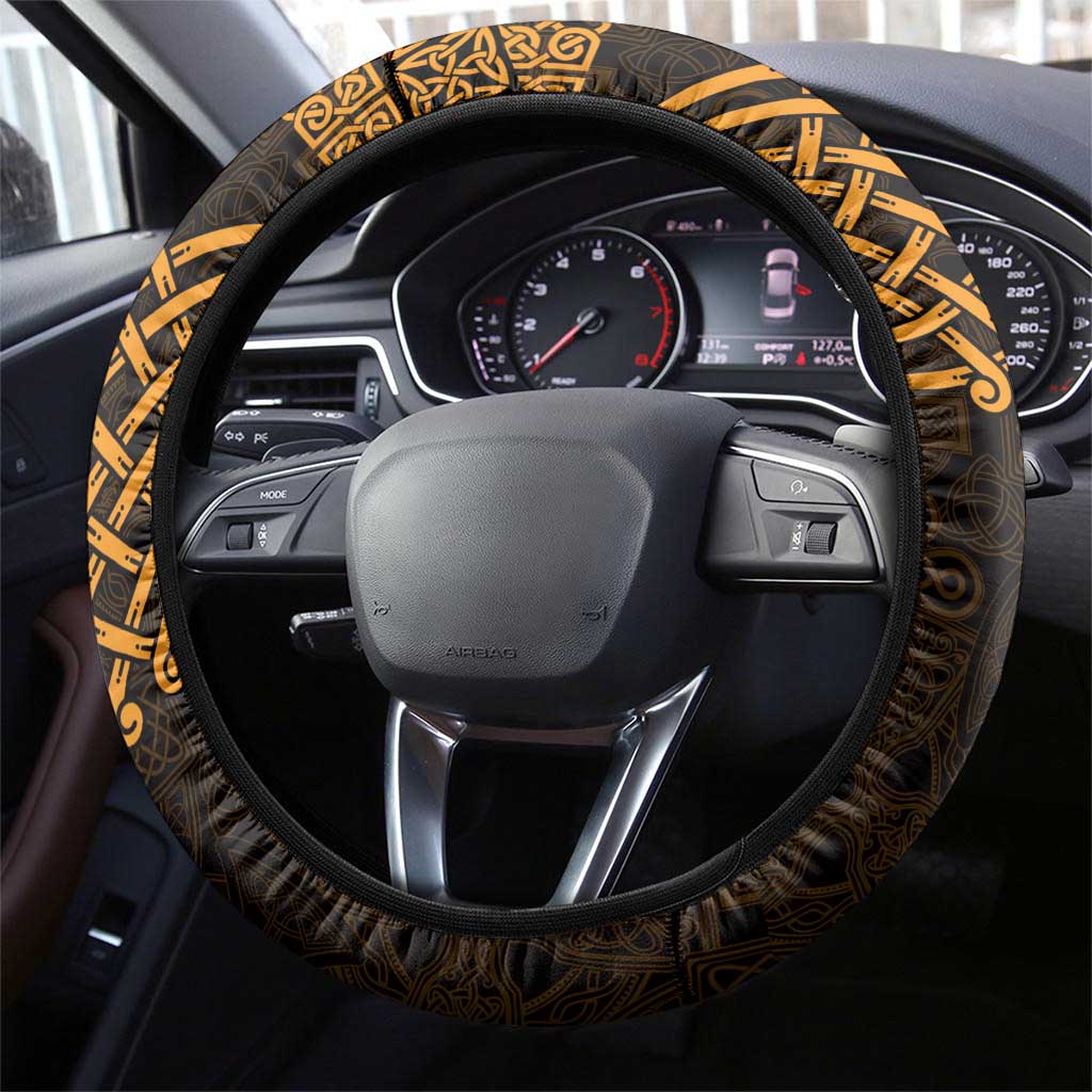 Monmouthshire Sir Fynwy Steering Wheel Cover Gold Fleur-de-lis Celtic-inspired - Wonder Print Shop