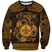 Personalized Monmouthshire Sir Fynwy Sweatshirt Gold Fleur-de-lis Celtic-inspired - Wonder Print Shop