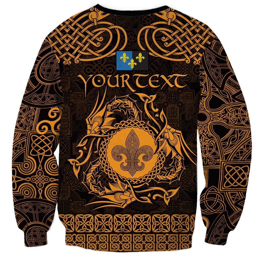 Personalized Monmouthshire Sir Fynwy Sweatshirt Gold Fleur-de-lis Celtic-inspired - Wonder Print Shop
