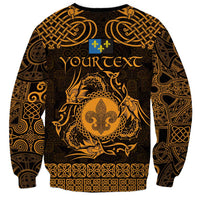 Personalized Monmouthshire Sir Fynwy Sweatshirt Gold Fleur-de-lis Celtic-inspired - Wonder Print Shop